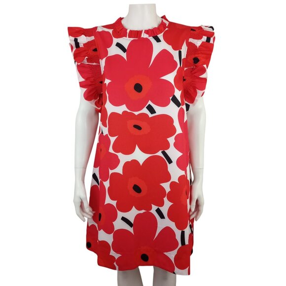 JODIFL Dresses & Skirts - Jodifl Red Floral Flower Print A-Line Mini Dress